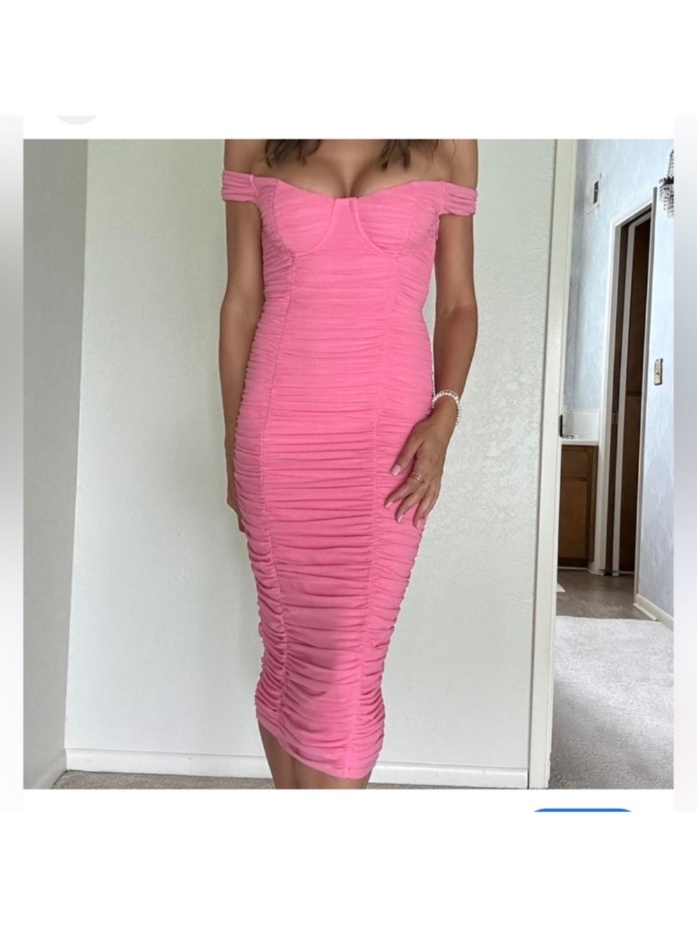 MAJORELLE Tabitha Midi Dress in Bubblegum Pink